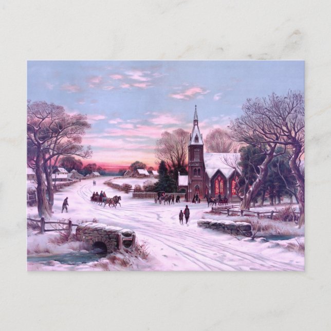 Cartes Pour Fêtes Annuelles Services ecclésiastiques Matin du soir de Noël (Devant)
