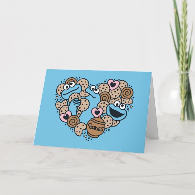 Cartes Pour Fêtes Annuelles Sesame Sesame | Cookie Monster Gribouillage Cœur (Devant)
