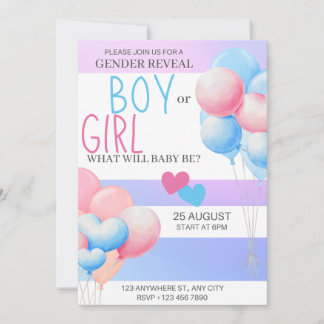 Cartes Pour Fêtes Annuelles sexe révéler la fête, garçon ou fille, rose et ble