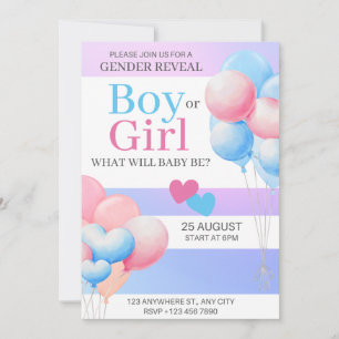 Cartes Pour Fêtes Annuelles sexe révéler la fête, garçon ou fille, rose et ble