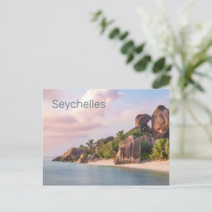 Cartes Pour Fêtes Annuelles Seychelles La Digue Vintage coucher de soleil Cade