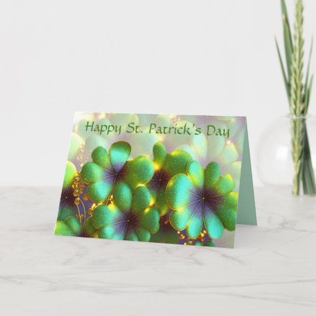 Cartes Pour Fêtes Annuelles Shamrock aux accents dorés, Saint Patrick's Day (Devant)