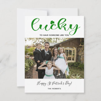 Cartes Pour Fêtes Annuelles shamrock chanceux st Patrick moderne photo de fami