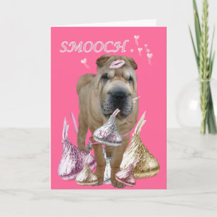 CARTES POUR FÊTES ANNUELLES SHAR-PEI DONNE DES BAISERS ET SE BÉCOTE