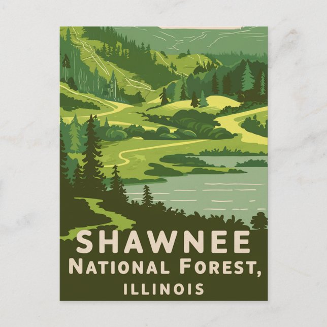 Cartes Pour Fêtes Annuelles Shawnee National Forest Retro Travel (Devant)
