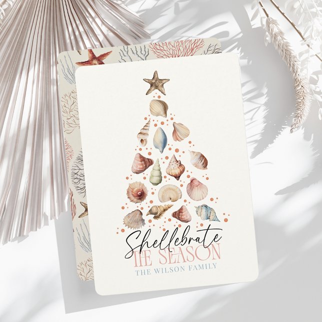 Cartes Pour Fêtes Annuelles Shellebrate Season Seashell Christmas Tree (Créateur téléchargé)
