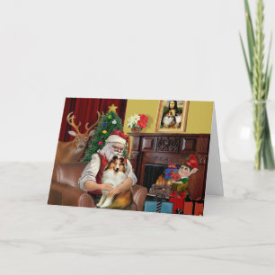 Cartes Pour Fêtes Annuelles Sheltie Père Noël (sw)