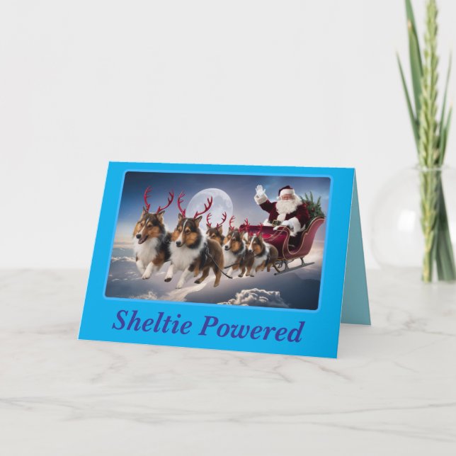 Cartes Pour Fêtes Annuelles Sheltie Renne (Devant)
