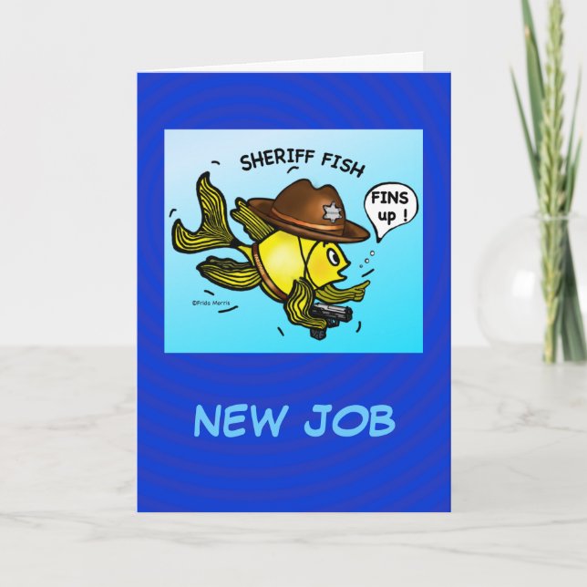 Cartes Pour Fêtes Annuelles SHERIFF FISH - drôle mignon caricature parky (Devant)