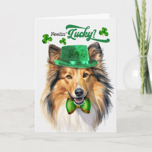 Cartes Pour Fêtes Annuelles Shetland Sheepdog Feelin' Lucky St Patrick's Day
