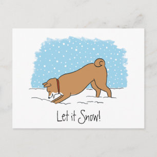 Cartes Pour Fêtes Annuelles Shiba Inu l'a laissé neiger - des vacances