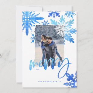 Cartes Pour Fêtes Annuelles Shibori Tie Dye Royal Blue Snowflakes Photo