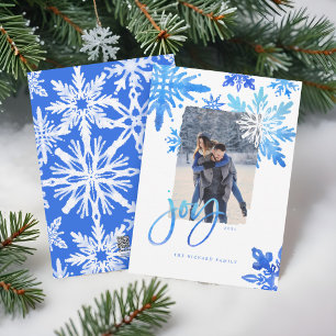 Cartes Pour Fêtes Annuelles Shibori Tie Dye Royal Blue Snowflakes Photo