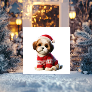 Cartes Pour Fêtes Annuelles Shih Tzu dans le Sweat Rouge
