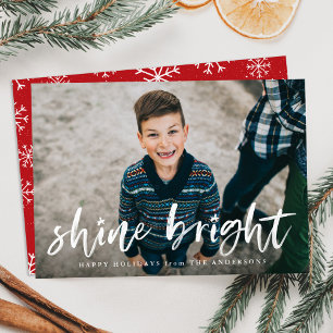 Cartes Pour Fêtes Annuelles Shine moderne Bright Script photo rouge