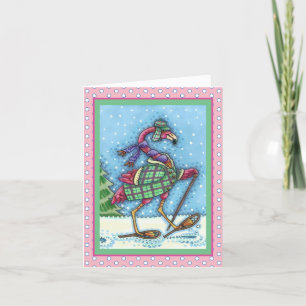Cartes Pour Fêtes Annuelles SHOOTS D'HIVER, FLAMANT ROSE ROSE NOËL Vide