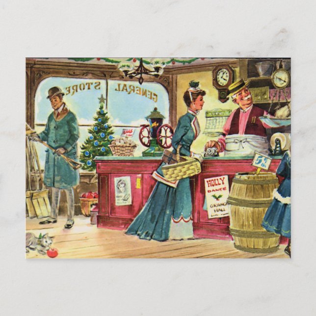 Cartes Pour Fêtes Annuelles Shopping de Noël au magasin général (Devant)
