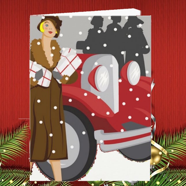 Cartes Pour Fêtes Annuelles Shopping de Noël dans la neige (Créateur téléchargé)