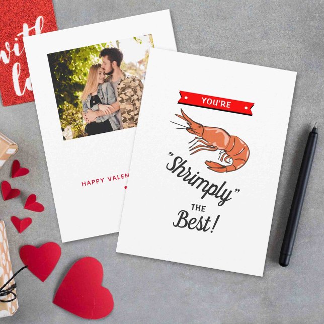 Cartes Pour Fêtes Annuelles "Shrimply The Best" Funny Whimsy Saint-Valentin (Créateur téléchargé)