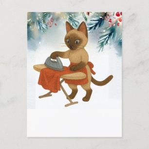 Cartes Pour Fêtes Annuelles Siamese Cat est une robe de repassage pour Noël