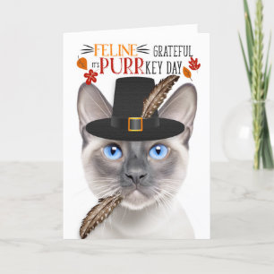 Cartes Pour Fêtes Annuelles Siamese Lilac Point Chat Grateful pour PURRkey Day