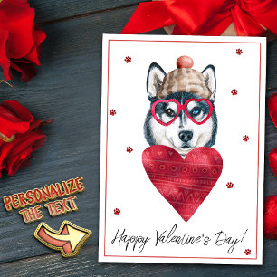 Cartes Pour Fêtes Annuelles Sibérie Husky Amoureux des chiens Valentine Cadeau