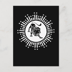 Cartes Pour Fêtes Annuelles Signe du zodiaque Lion avec des étoiles Noir et Bl