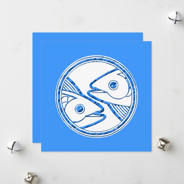 Cartes Pour Fêtes Annuelles SIGNE Zodiaque Horoscope Poissons (Devant/Arrière en situation)