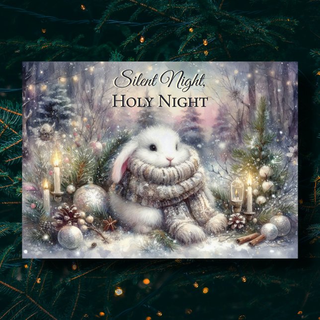 Cartes Pour Fêtes Annuelles Silencieux Nuit Mignonne Lapin KJV Bible Verset No (Créateur téléchargé)