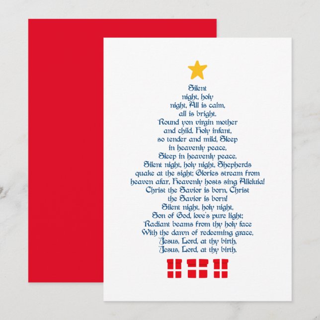 Cartes Pour Fêtes Annuelles Silent Night (Devant / Derrière)