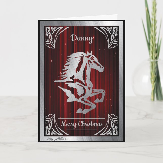 Cartes Pour Fêtes Annuelles Silhouette argentée chique de cheval (Devant)