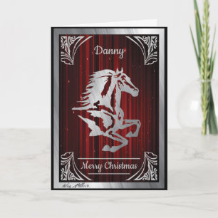 Cartes Pour Fêtes Annuelles Silhouette argentée chique de cheval