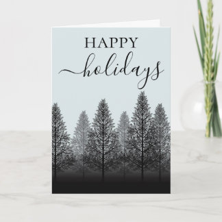 Cartes Pour Fêtes Annuelles Silhouette d'arbres hivernaux en N&B