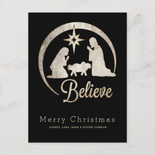 Cartes Pour Fêtes Annuelles Silhouette de la Nativité de Noël