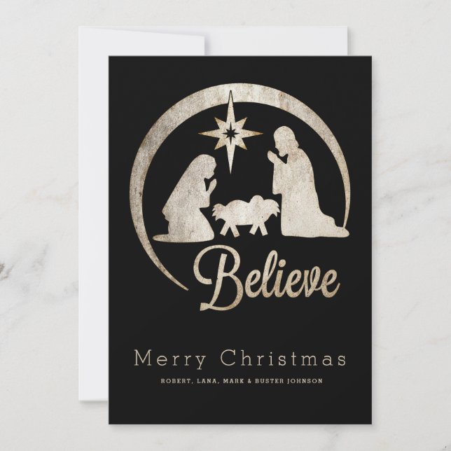 Cartes Pour Fêtes Annuelles Silhouette de la Nativité de Noël (Devant)