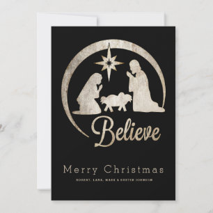 Cartes Pour Fêtes Annuelles Silhouette de la Nativité de Noël
