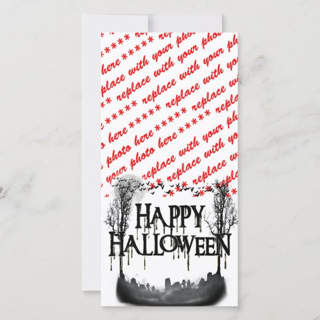 Cartes Pour Fêtes Annuelles Silhouette de la scène du cimetière d'Halloween (Devant)