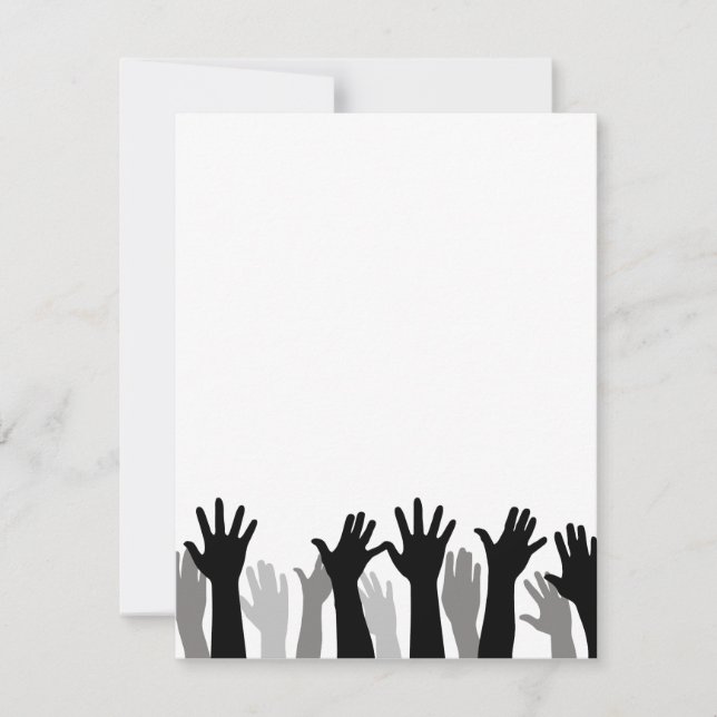 Cartes Pour Fêtes Annuelles Silhouette des mains levées, levage de mains, prot (Devant)