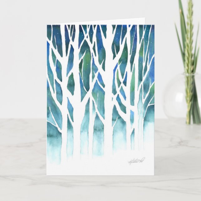 Cartes Pour Fêtes Annuelles Silhouette d'hiver (Devant)