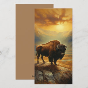 Cartes Pour Fêtes Annuelles Silhouette du coucher de soleil de bison de buffle