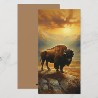 Cartes Pour Fêtes Annuelles Silhouette du coucher de soleil de bison de buffle