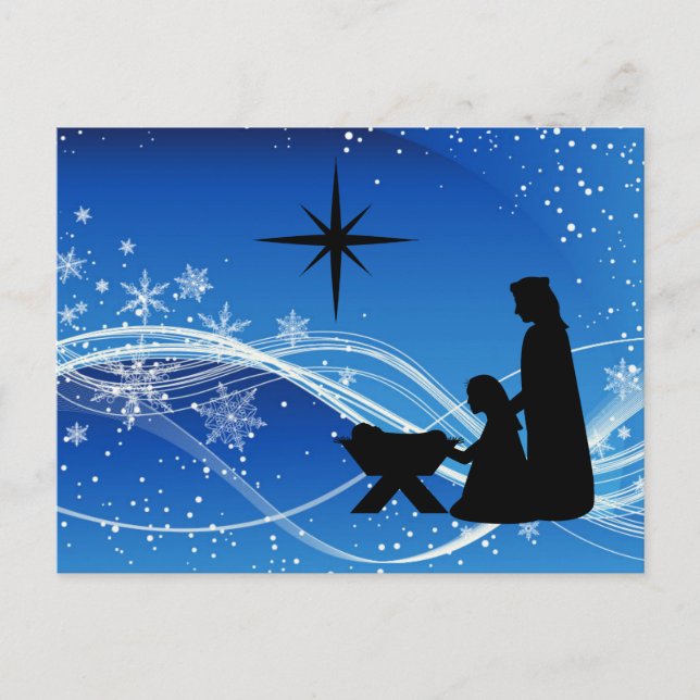 Cartes Pour Fêtes Annuelles Silhouette Nativité Scène Noël (Devant)