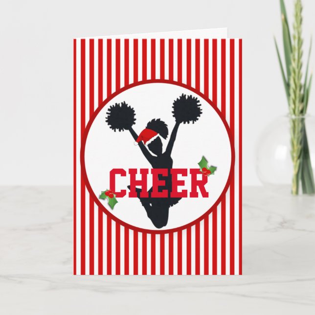 Cartes Pour Fêtes Annuelles Silhouette rouge et blanche de pom-pom girl (Devant)