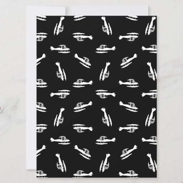 Cartes Pour Fêtes Annuelles Silhouettes avion Seaplane Imprimer Conception Mot (Devant)