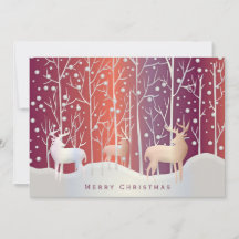 Silhouettes de cerfs en vacances Orange Neige