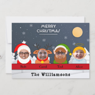 Cartes Pour Fêtes Annuelles Silly. Family as Santa Reindeer Elf Angel Photo