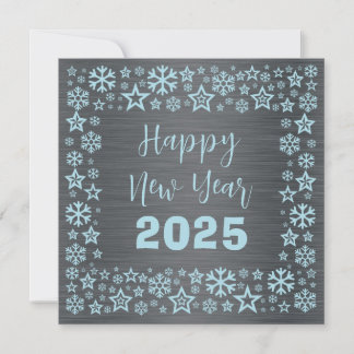 Cartes Pour Fêtes Annuelles Silver blue Square wish card with golden stars