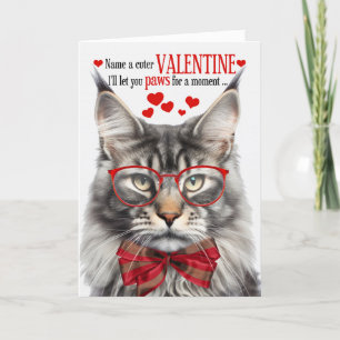 Cartes Pour Fêtes Annuelles Silver Maine Coon Chat Feline Humour Saint-Valenti
