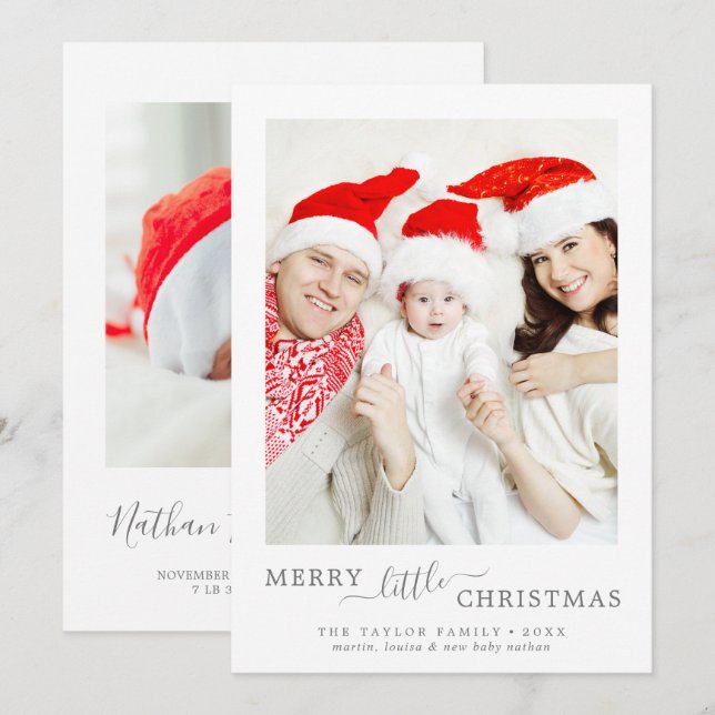 Cartes Pour Fêtes Annuelles Silver minimal Joyeux Petit Naissance de Noël (Devant / Derrière)