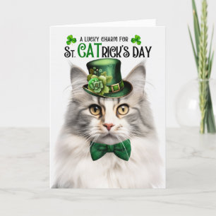 Cartes Pour Fêtes Annuelles Silver Tabby Norwegian Forest Chat St CATrick's Da